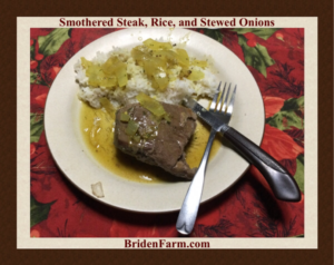 Smothered Steak, Rice, and Stewed Onions