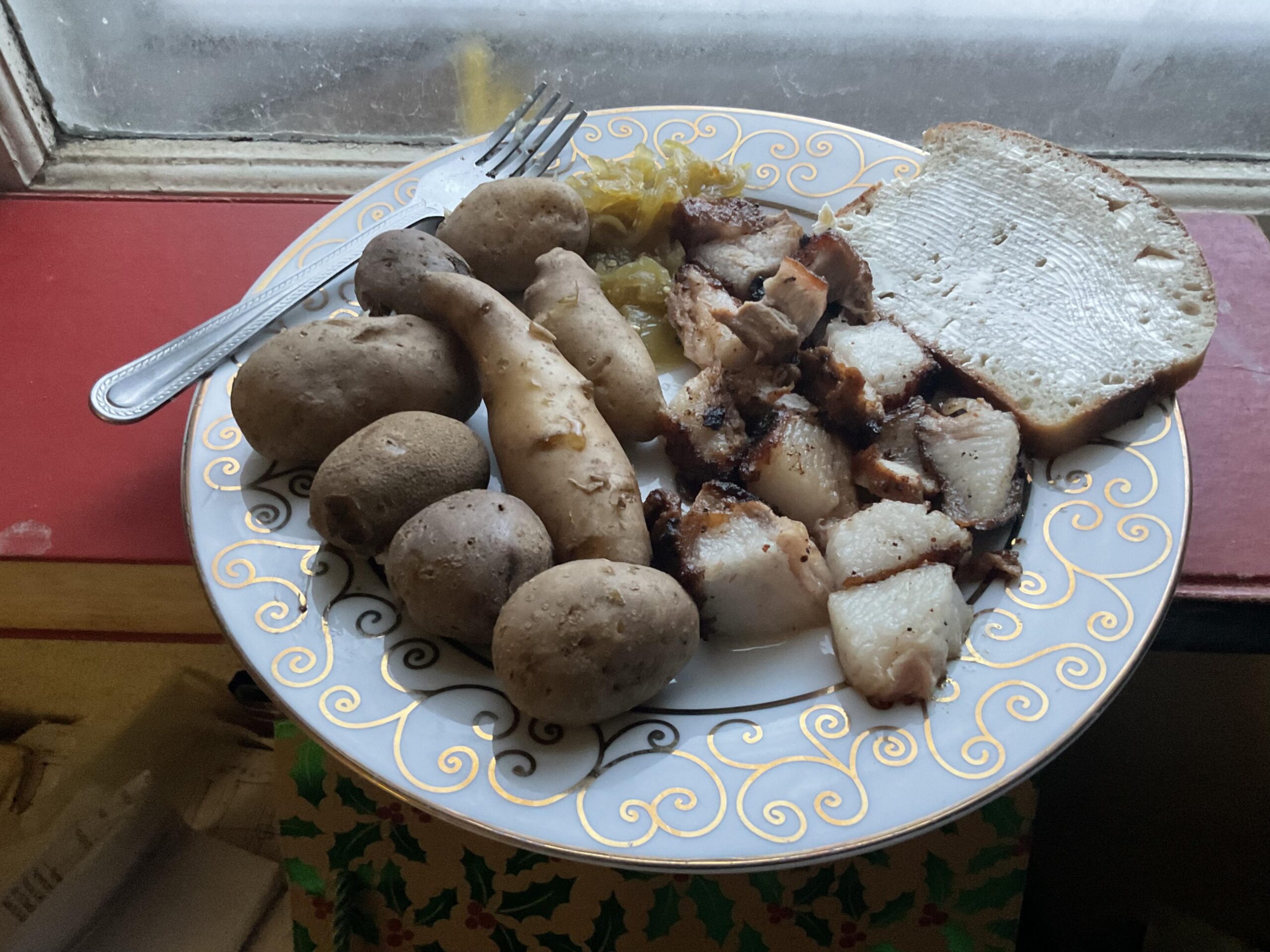 Garden Potaoes, Pastured Pork, and Sourdough Bread
